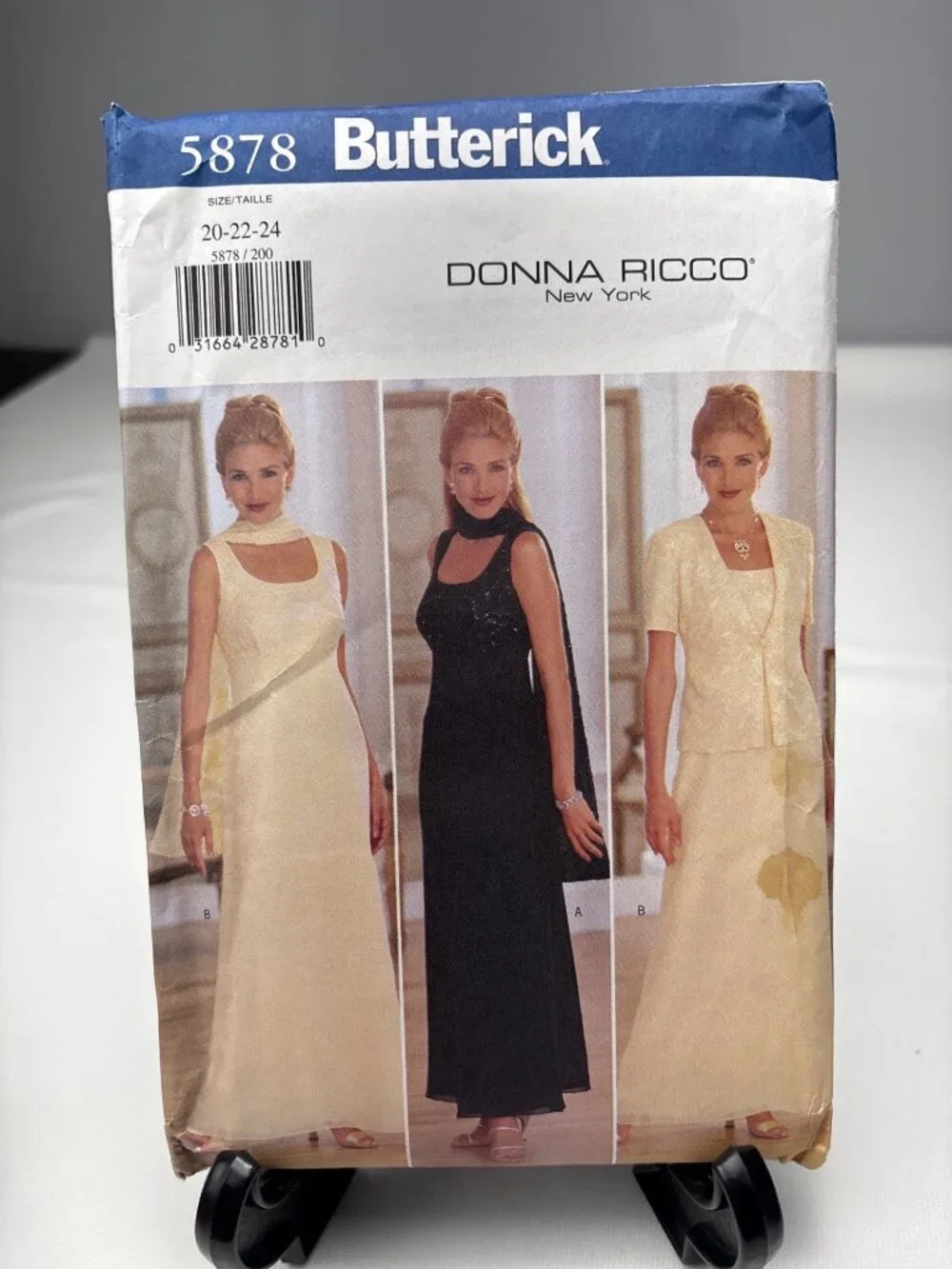 Butterick 5878 Womens Dress Pattern Size 20-22-24 Scarf Jacket Uncut!